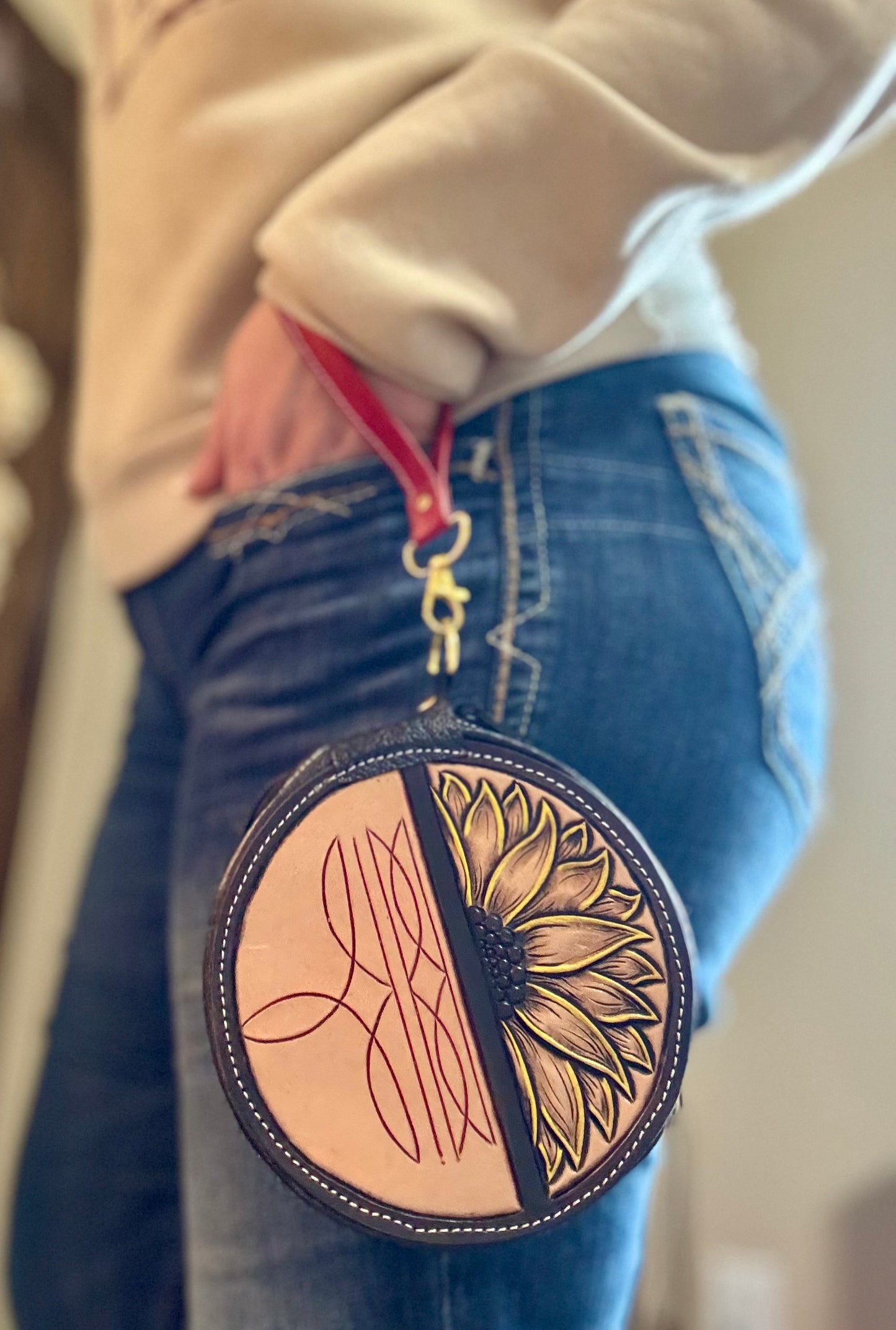 Sunflower Bootstitch Zippered Mini Purse