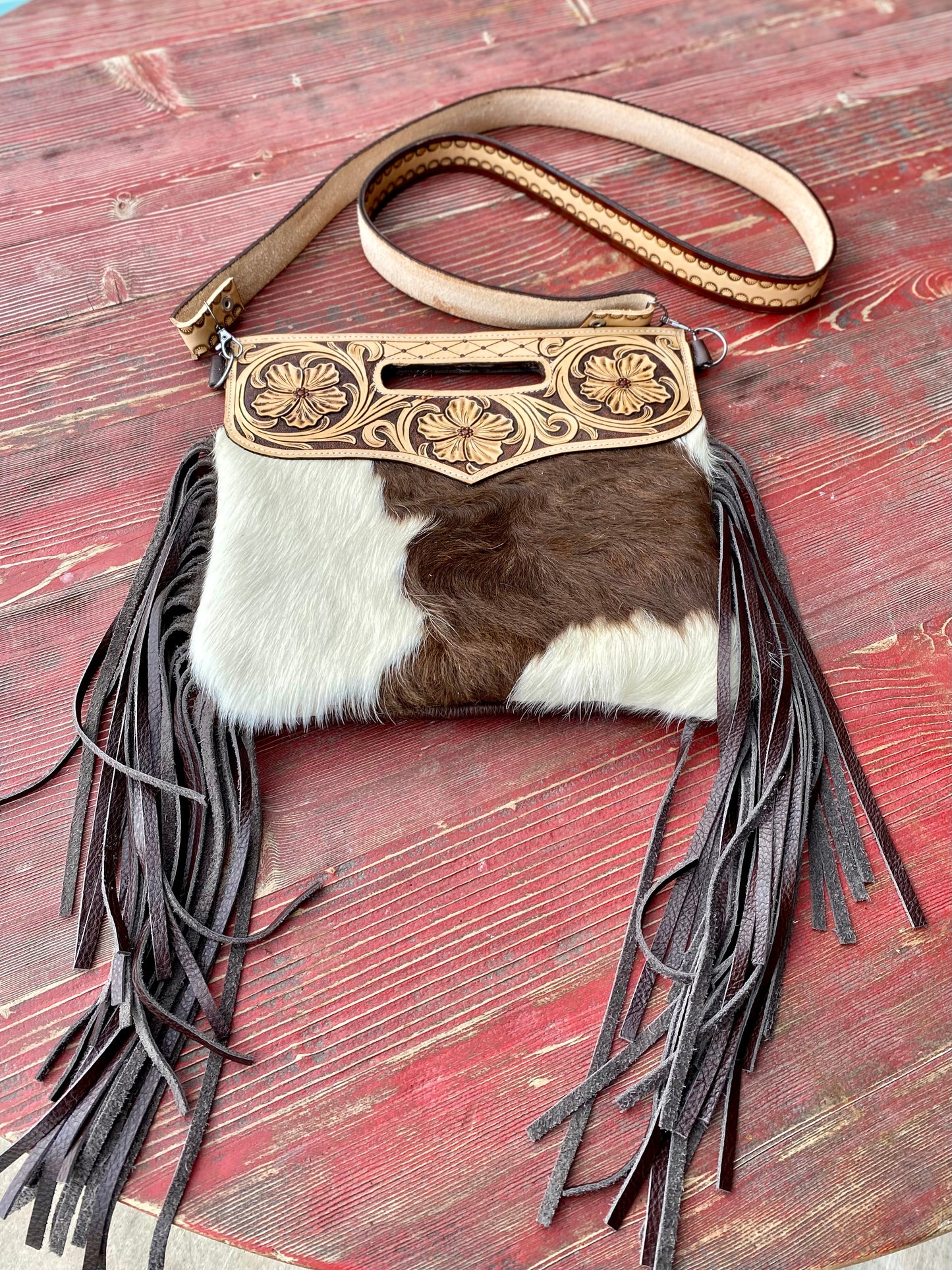 Cowhide & Fringe Crossbody Bag