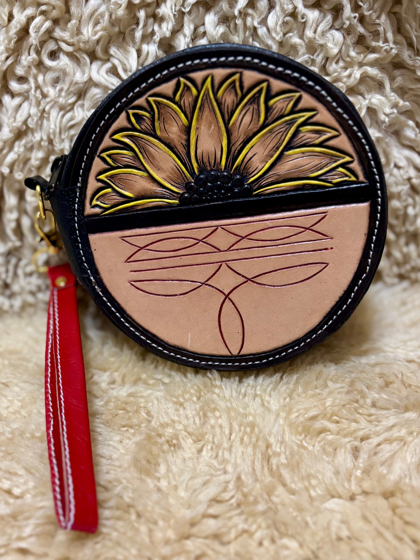 Sunflower Bootstitch Zippered Mini Purse