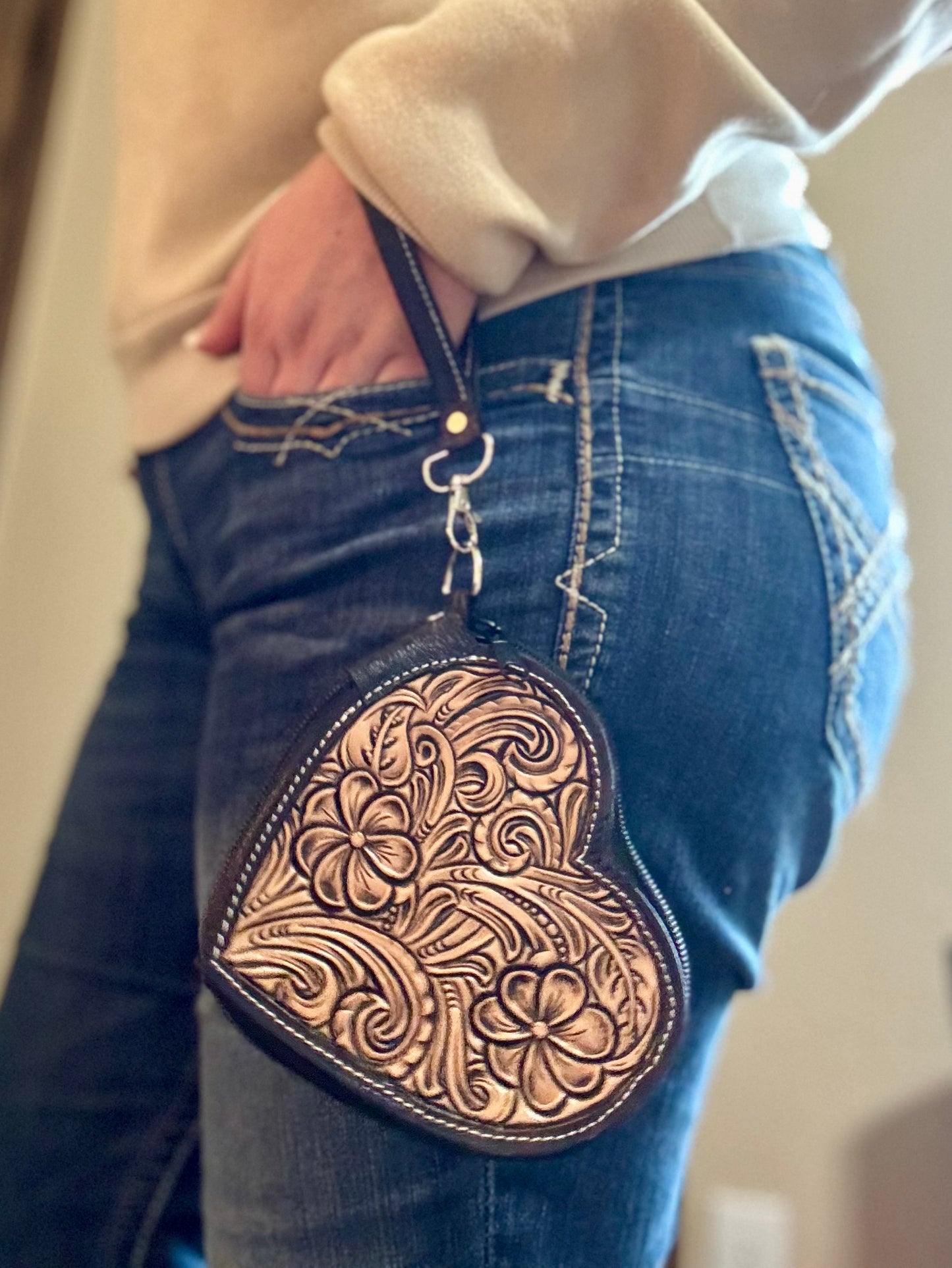 Floral Heart Zippered Wallet