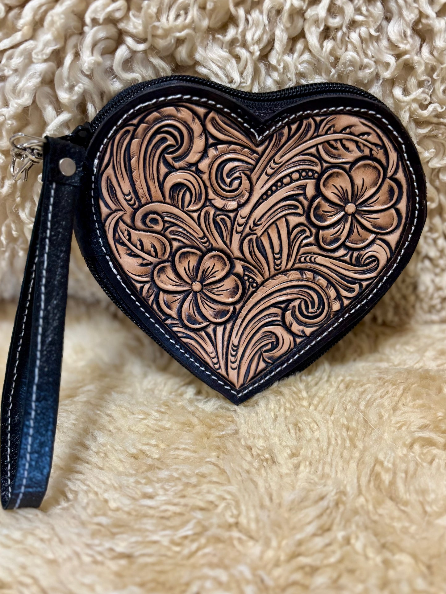Floral Heart Zippered Wallet