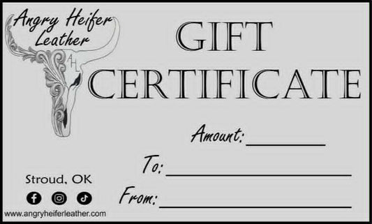 Angry Heifer Leather Gift Card