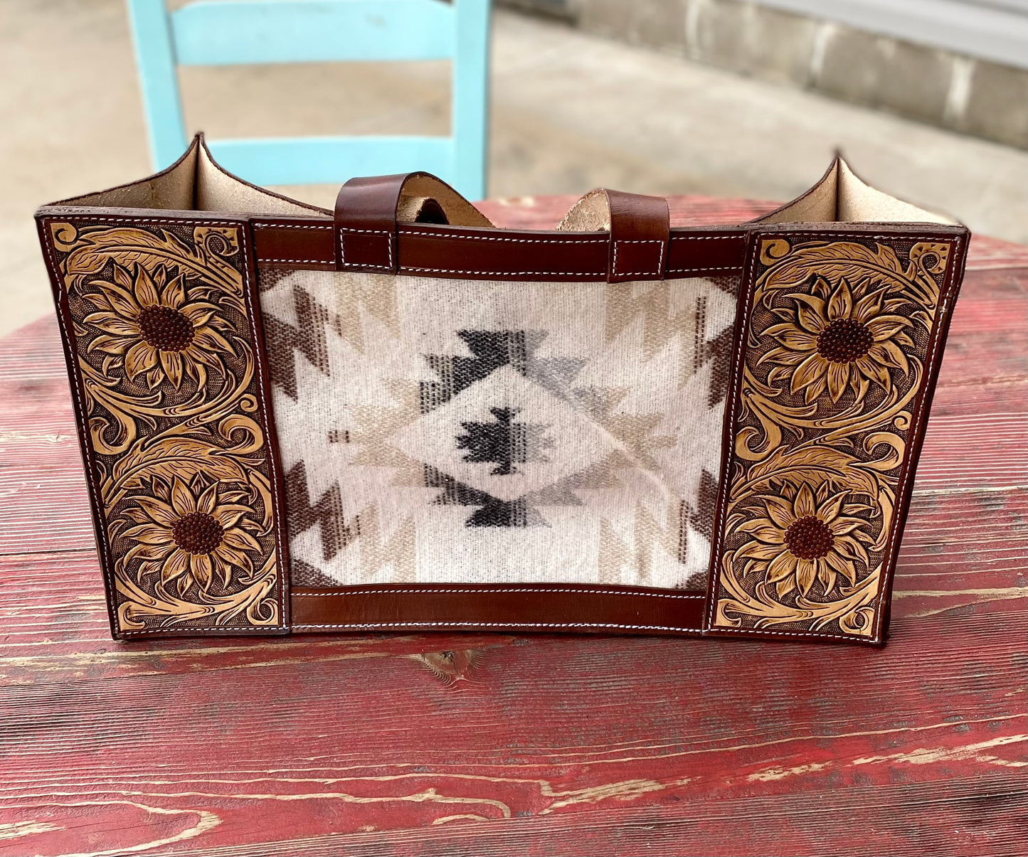 Sunflower Wool Inlay Tote Purse