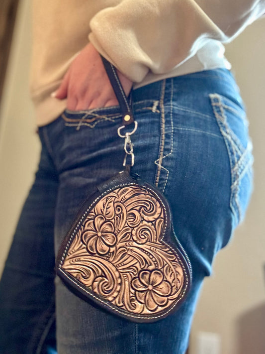 Floral Heart Zippered Wallet